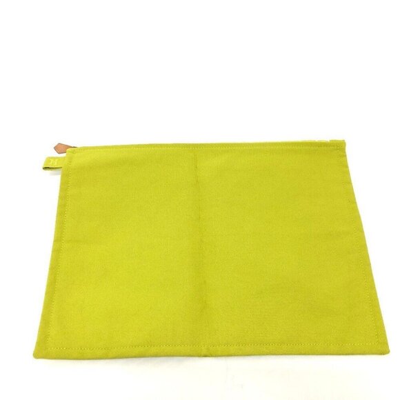 Auth HERMES Large Pouch Pouch Canvas GreenBased/SilverHardware - Picture 2 of 12